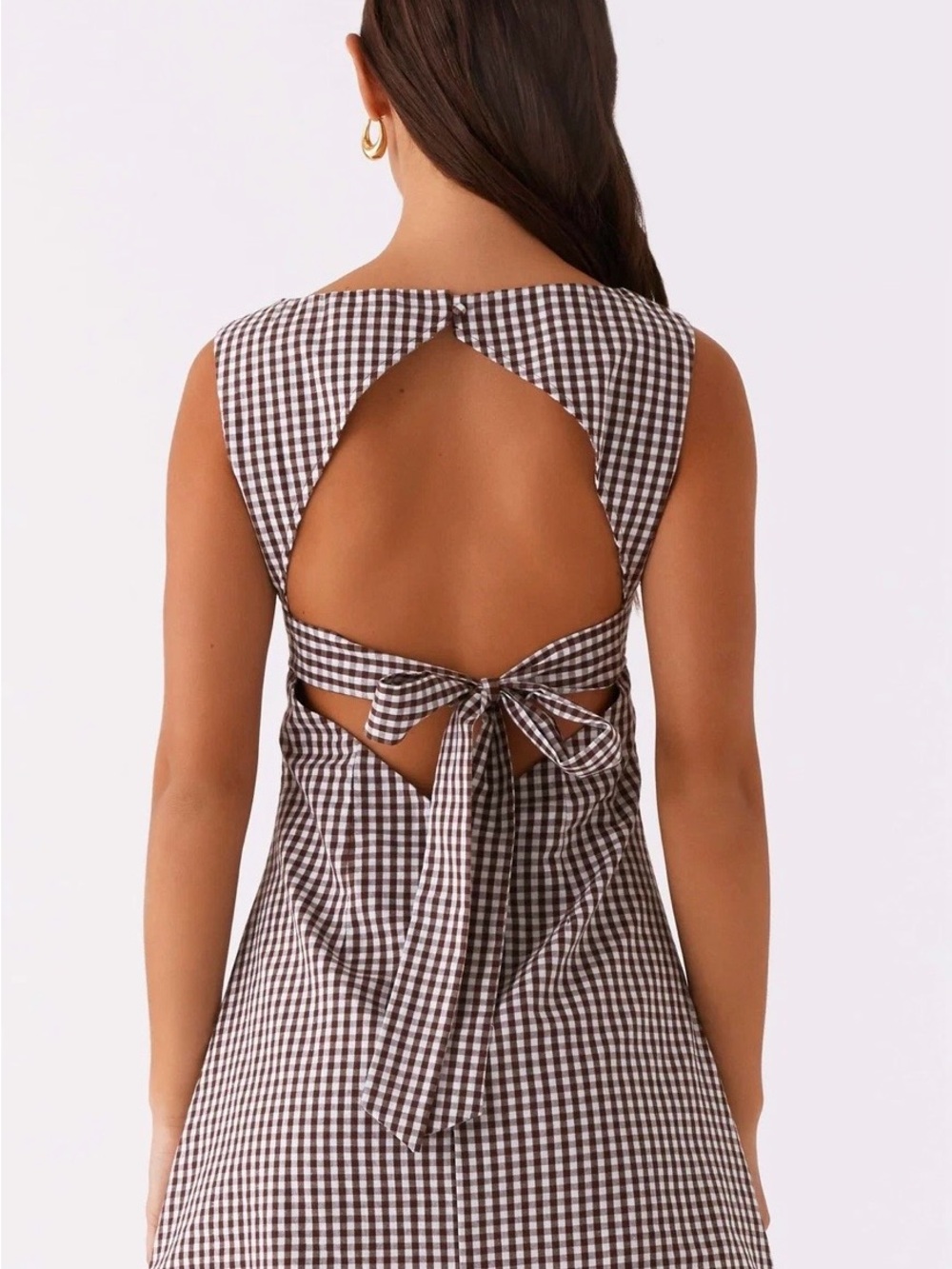 Peppermayo Brown and White Gingham Mini Dress - Picture 4 of 4